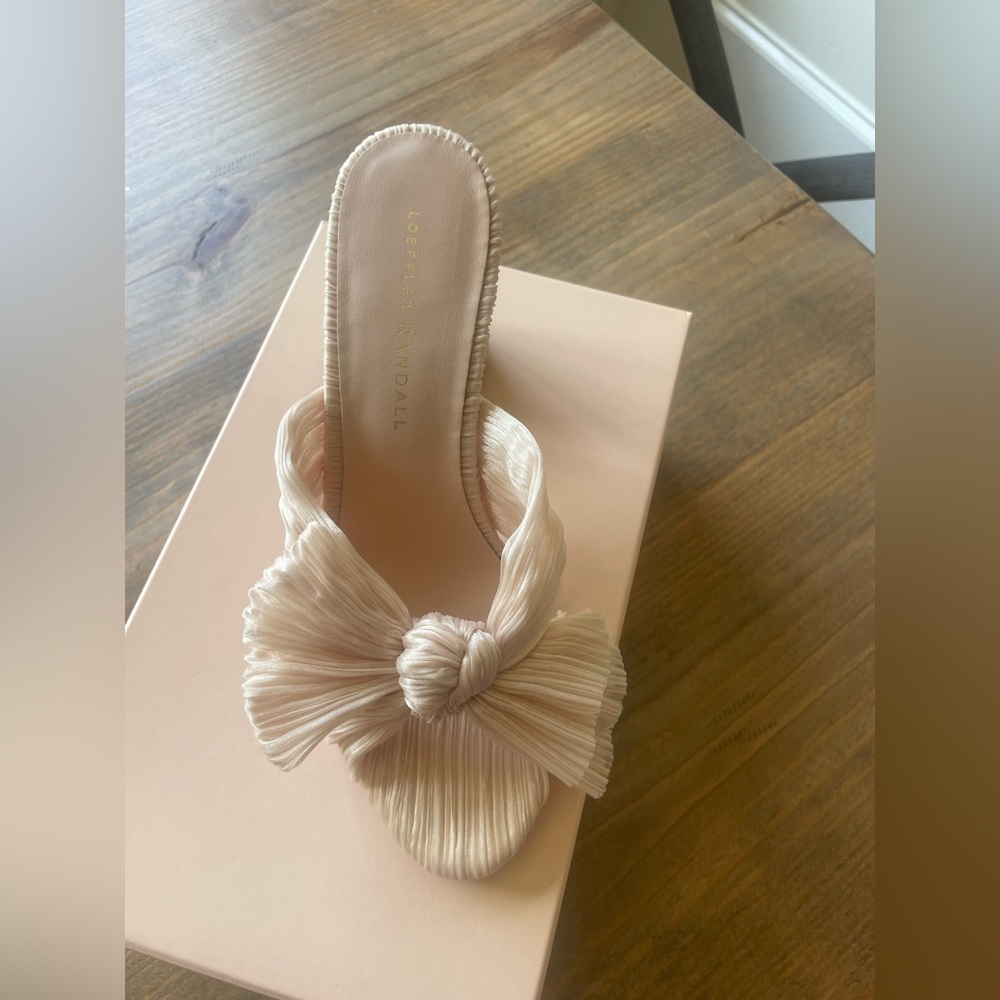 Loeffler Randall Pleated Bow Heels in Cream
